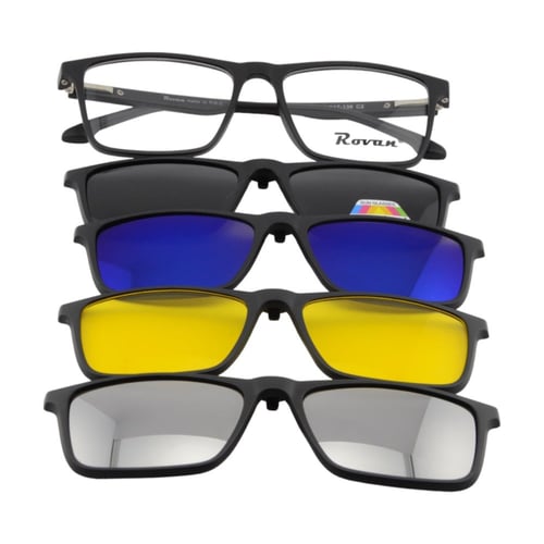 نظارة طبية مع مجموعة عدسات شمسية بلورايز Rovan