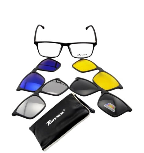 نظارة طبية مع مجموعة عدسات شمسية بلورايز Rovan