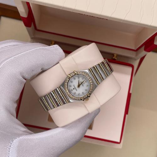 اوميغا نسائي ذهب فل بار مينا صدف الماس وطوق الماس