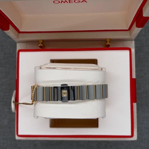 اوميغا ستيل وذهب مينا صدف الماس