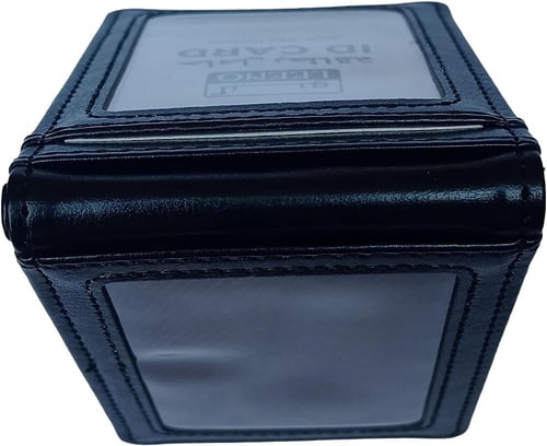 حامل بطاقة جلد اسود قابل للطى