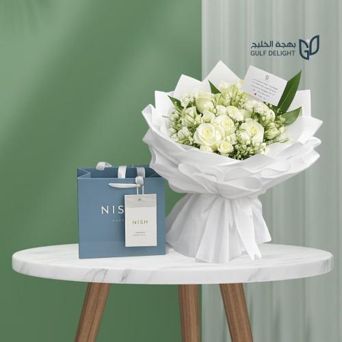 عطر من ماتش حسب اختيارك مع باقة ورد عرض خاص