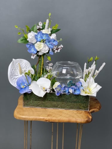 حوض سمك الزينة المميز ورد صناعي