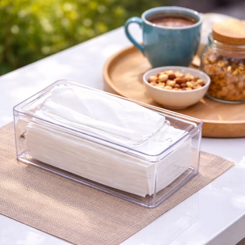 علبة مناديل كريستال بتصميم مستطيل شفاف-موديل 265
