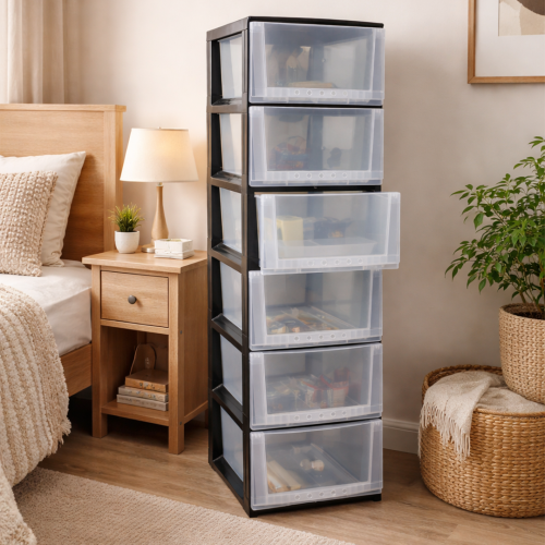 درج تخزين كلاسيك شفاف (6 أدراج) - رقم الموديل(636)