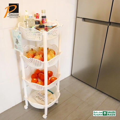 أرفف تخزين بلاستيك 4 دور بتصميم وردة | موديل 357A