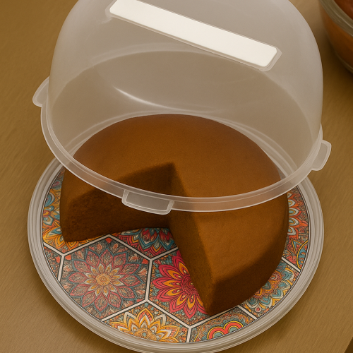 صحن كيك بيد مع غطاء محكم الأغلاق- رقم الموديل(303)