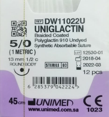 خيط فيكريل VICRYL 5/0 13MM 1/2C ROUND