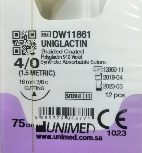 خيط فيكريل VICRYL 4/0 16MM 3/8C CUTTING