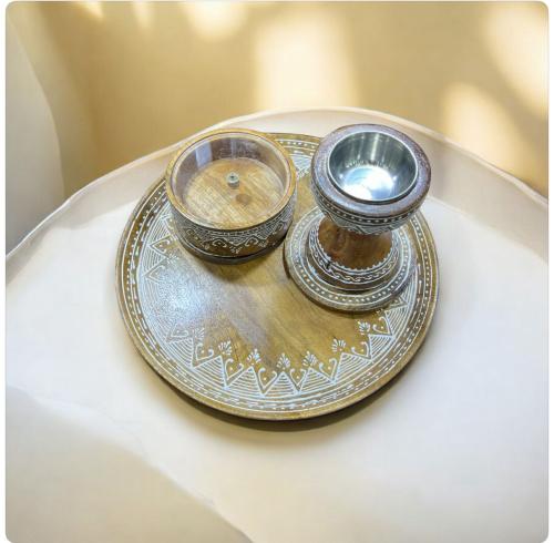 طقم مبخرة خشب هندي ونحاس 3 قطع