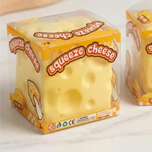 سكويشي مكعب الجبنة Squeeze Cheese — لعبة إسفنج فك ضغط من عمر 3 سنوات (ليست للأكل)