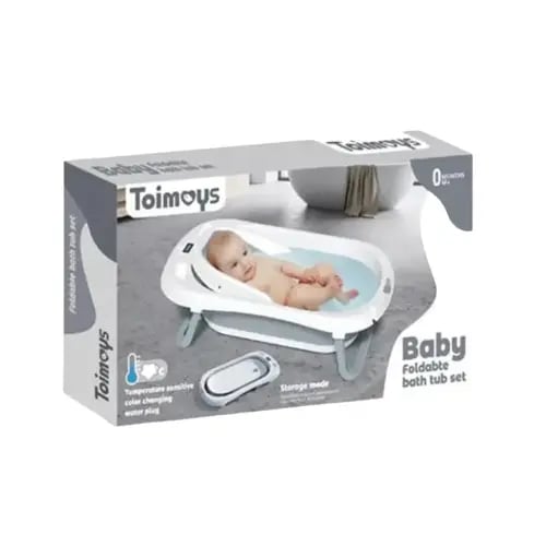 بانيو أطفال ديجيتال قابل للطي مع كرسي استحمام وكوب شطف – تصميم عملي وآمن