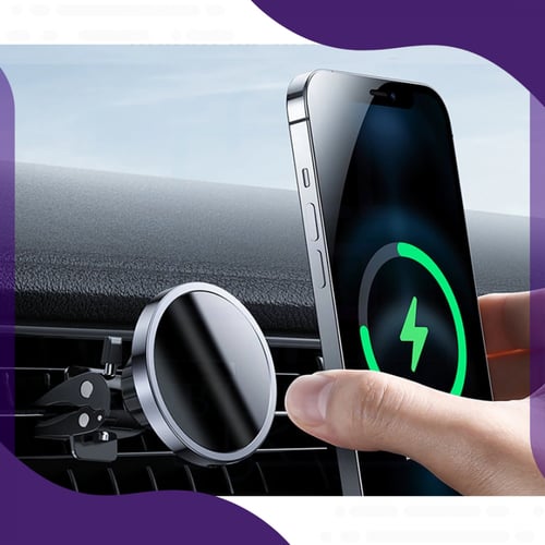 حامل جوال مغناطيسي يدعم الشحن اللاسلكي السريع