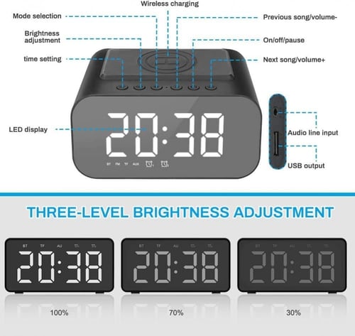 ساعة منبه رقمية متعددة الوظائف مدمجة بتقنية الشحن...