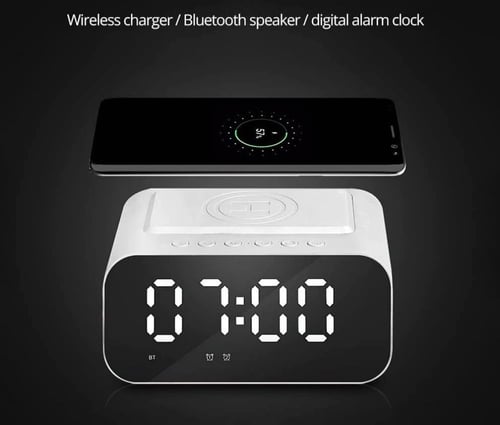 ساعة منبه رقمية متعددة الوظائف مدمجة بتقنية الشحن...