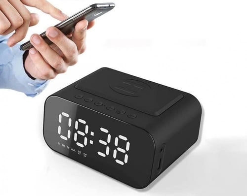 ساعة منبه رقمية متعددة الوظائف مدمجة بتقنية الشحن...