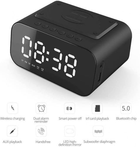ساعة منبه رقمية متعددة الوظائف مدمجة بتقنية الشحن...