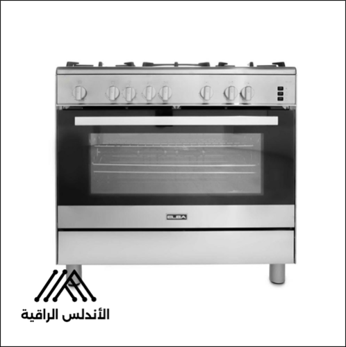 موقد غاز إلبا 90 سم – 5 عيون – بحاجز خلفي – شبك ثق...