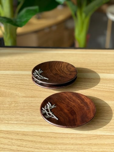 قواعد فناجيل خشب -كوسترات (6 حبات )