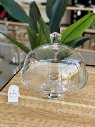 آنية تقديم بغطاء مصنوعة من الزجاج الشفاف