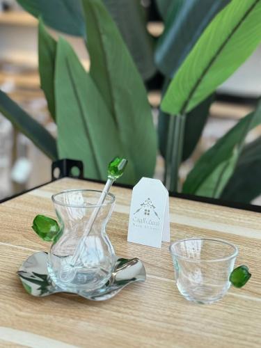 طقم قهوة وشاهي 24 قطعة باللون الأخضر