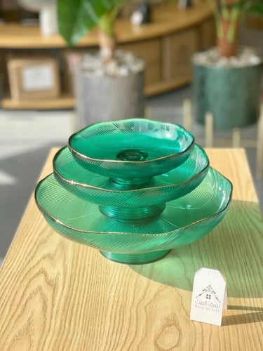 حامل ضيافة زجاجي بلون أخضر