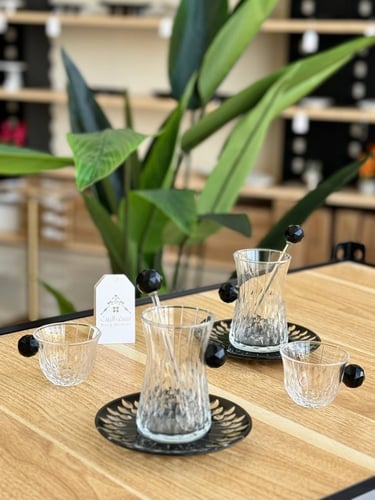 طقم شاي وقهوة ( 24 ) قطعة باللّون الأسود