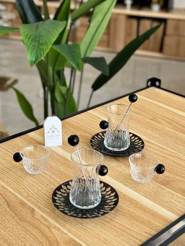 طقم شاي وقهوة ( 24 ) قطعة باللّون الأسود