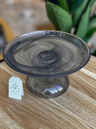 حامل او استاند ضيافة زجاجي باللّون الرمادي