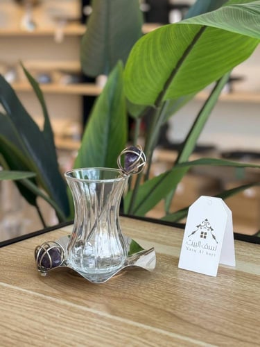 طقم شاهي 18 قطعة " بنفسجي وفضي "