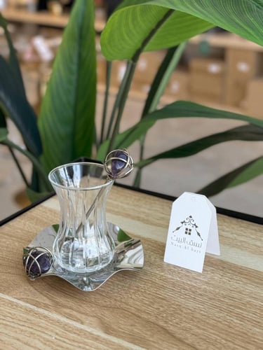 طقم شاهي 18 قطعة " بنفسجي وفضي "