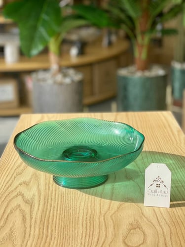 حامل ضيافة زجاجي بلون أخضر