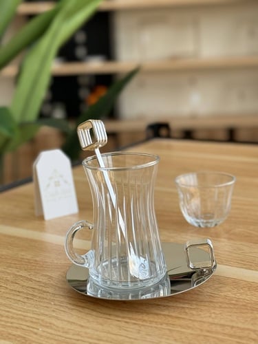 طقم شاهي وقهوة ( 24 ) قطعة باللّون الفضي