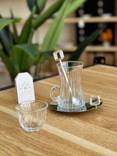 طقم شاهي وقهوة ( 24 ) قطعة باللّون الفضي