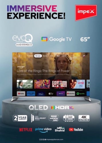 شاشة امبكس QLED ايفو اندرويد 11 سمارت 65 بوصة