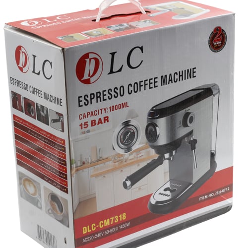 ماكينة قهوة كابتشينو و اسبريسو - سعة 1 لتر ضغط 15...