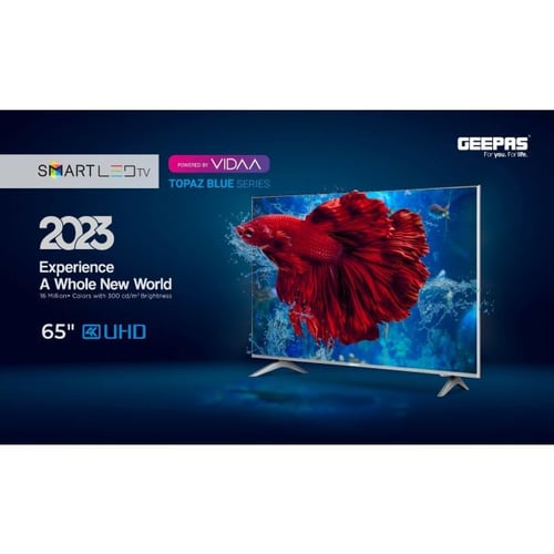 شاشة 65 بوصة جيباس سمارت 4k VIDAA GEEPAS بلوتوث