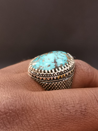 يخاتم الفضة بحجر الفيروز النشابوري الايراني دار در...