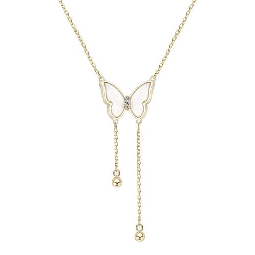 سلسال فراشة بيضاء فاخر من الفضة الإسترلينية