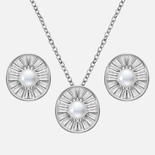 نصف طقم فاخر من الفضة الإسترلينية مرصعة بالزركون