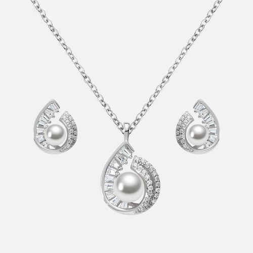 نصف طقم فاخر فضة عيار 925 على شكل قطرة ماء