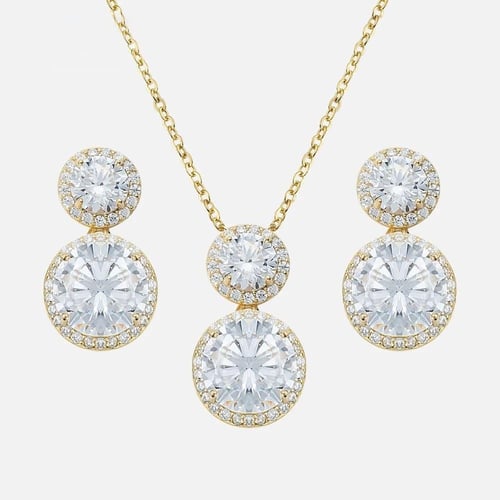 نصف طقم فاخر من الزركون المزدوج المستدير