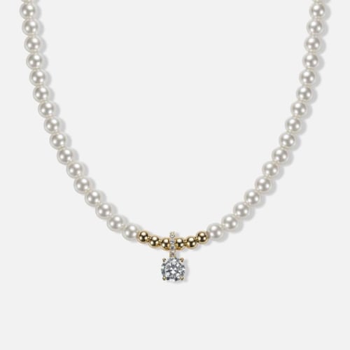 سلسال فضة 925 فاخر مرصع باللؤلؤ الطبيعي