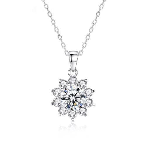سلسال فضة على شكل زهرة كريستال وزركون