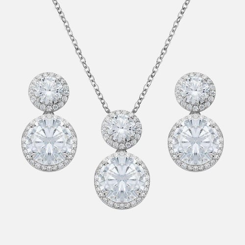 نصف طقم فاخر من الزركون المزدوج المستدير