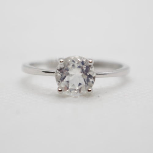 خاتم حجر القمر فضة عيار 925 حجم وسط