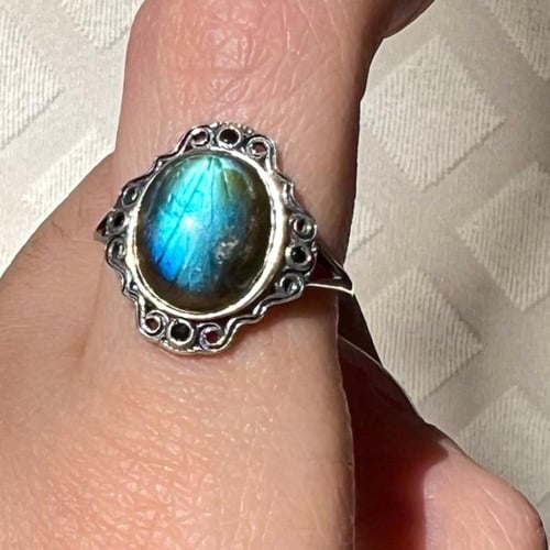 خاتم لابرادوريت فضة 925