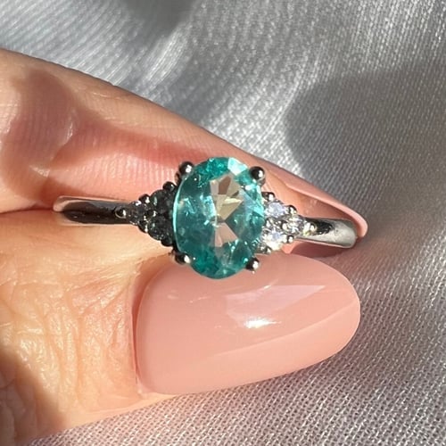 خاتم اباتيت ازرق طبيعي فضة