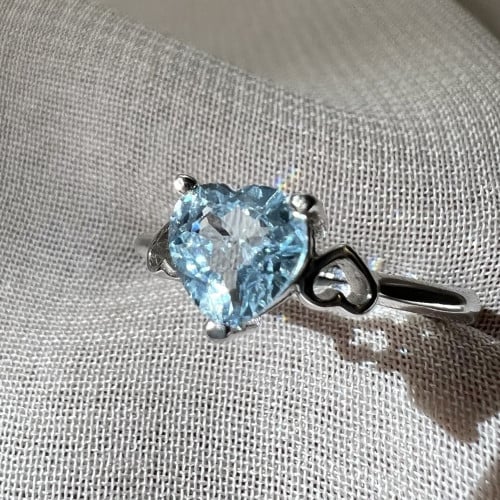 خاتم اكوامارين فضة