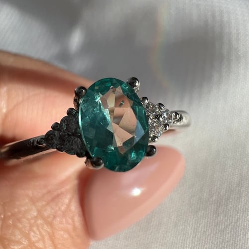 خاتم اباتيت ازرق طبيعي فضة